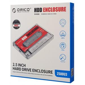 ORICO εξωτερική θήκη για 2.5" HDD 2580U3, USB 3.0, 5Gbps, 4TB, διάφανη | eLabstore.gr