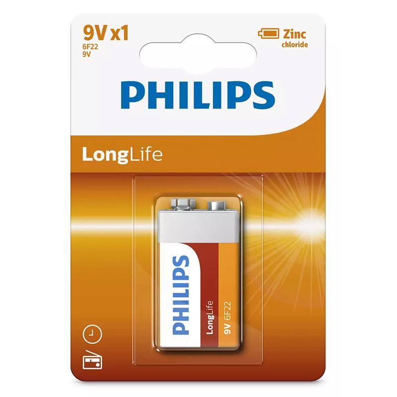 PHILIPS LongLife Zinq chloride μπαταρία 6F22L1B/10, 6F22 9V, 1τμχ | eLabstore.gr PHILIPS LongLife Zinq chloride μπαταρία 6F22L1B/10, 6F22 9V, 1τμχ | Μπαταρίες | elabstore.gr