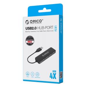 ORICO USB 2.0 Hub FL01, 4x USB, μαύρο | Συνοδευτικά PC | elabstore.gr