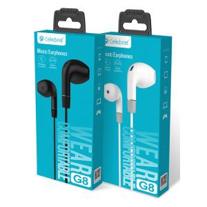 CELEBRAT earphones με μικρόφωνο G8, 3.5mm, 1.2m, μαύρα | Αξεσουάρ κινητών | elabstore.gr