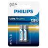 PHILIPS Ultra αλκαλικές μπαταρίες LR03E2B/10, AAA LR03 1.5V, 2τμχ | Μπαταρίες | elabstore.gr