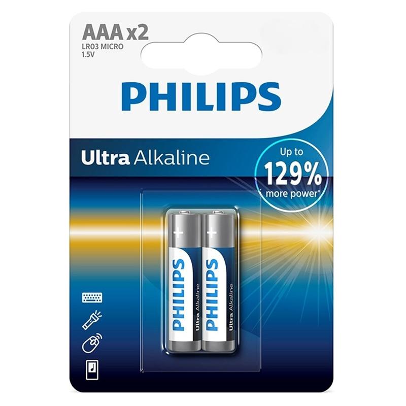 PHILIPS Ultra αλκαλικές μπαταρίες LR03E2B/10, AAA LR03 1.5V, 2τμχ | eLabstore.gr PHILIPS Ultra αλκαλικές μπαταρίες LR03E2B/10, AAA LR03 1.5V, 2τμχ | Μπαταρίες | elabstore.gr