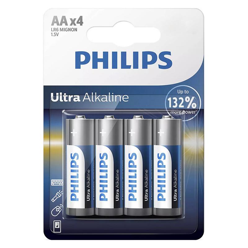 PHILIPS Ultra αλκαλικές μπαταρίες LR6E4B/10, AA LR6 1.5V, 4τμχ | eLabstore.gr PHILIPS Ultra αλκαλικές μπαταρίες LR6E4B/10, AA LR6 1.5V, 4τμχ | Μπαταρίες | elabstore.gr