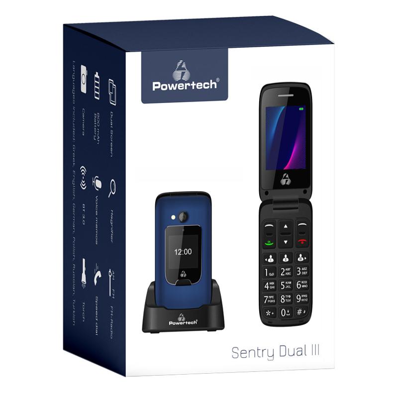 POWERTECH κινητό τηλέφωνο Sentry Dual III, 2 οθόνες, SOS Call, μπλε | eLabstore.gr POWERTECH κινητό τηλέφωνο Sentry Dual III, 2 οθόνες, SOS Call, μπλε | Mobile Συσκευές | elabstore.gr
