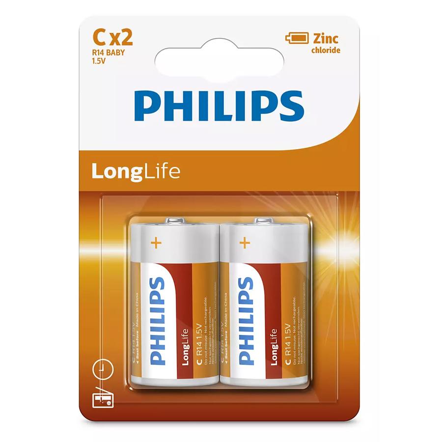 PHILIPS LongLife Zinq chloride μπαταρίες R14L2B/10, R14 1.5V, 2τμχ | eLabstore.gr PHILIPS LongLife Zinq chloride μπαταρίες R14L2B/10, R14 1.5V, 2τμχ | Μπαταρίες | elabstore.gr