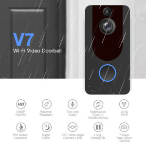 EKEN κουδούνι με κάμερα V7, WiFi, 1080p, PIR, cloud, μαύρο | Οικιακές & Προσωπικές Συσκευές | elabstore.gr