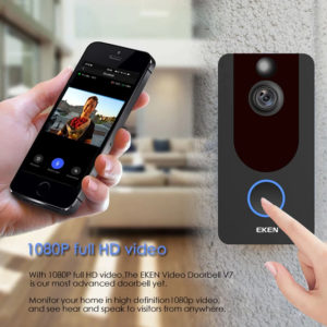 EKEN κουδούνι με κάμερα V7, WiFi, 1080p, PIR, cloud, μαύρο | Οικιακές & Προσωπικές Συσκευές | elabstore.gr