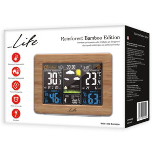 LIFE Rainforest Bamboo Edition Weather station with adaptor & wireless outdoor s | eLabstore.gr