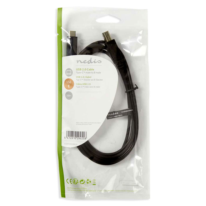 NEDIS CCGP60650BK20 USB 2.0 Cable Type-C Male - B Male 2.0 m Black | eLabstore.gr NEDIS CCGP60650BK20 USB 2.0 Cable Type-C Male - B Male 2.0 m Black | ΚΑΛΩΔΙΑ / ADAPTORS | elabstore.gr