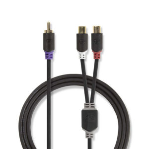 NEDIS CABW24010AT02 Subwoofer Cable RCA Male - 2x RCA Female 0.2 m Anthracite | ΚΑΛΩΔΙΑ / ADAPTORS | elabstore.gr