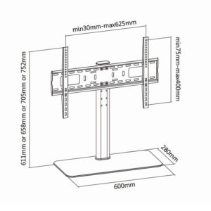 NEDIS TVSM2030BK Fixed TV Stand 32-65" Max 45 kg 4 Height Positions | eLabstore.gr NEDIS TVSM2030BK Fixed TV Stand 32-65