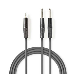 NEDIS COTH23200GY15 Stereo Audio Cable 2x 6.35 mm Male - 3.5 mm Male 1.5m Grey | ΚΑΛΩΔΙΑ / ADAPTORS | elabstore.gr