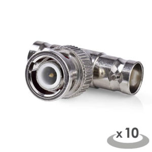NEDIS CVGP01945ME Antenna Adapter BNC Male - 2x BNC Female 10 pieces Metal | ΚΑΛΩΔΙΑ / ADAPTORS | elabstore.gr