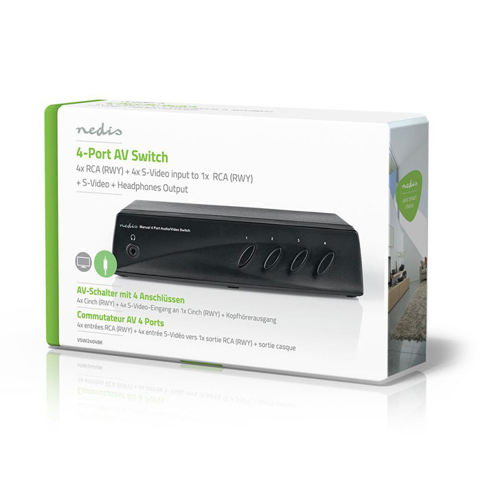NEDIS VSWI2404BK AV Switch 4x (RWY) + 4x S-Video - 1x RCA (RWY) + Headphones out | eLabstore.gr NEDIS VSWI2404BK AV Switch 4x (RWY) + 4x S-Video - 1x RCA (RWY) + Headphones out - Image 6