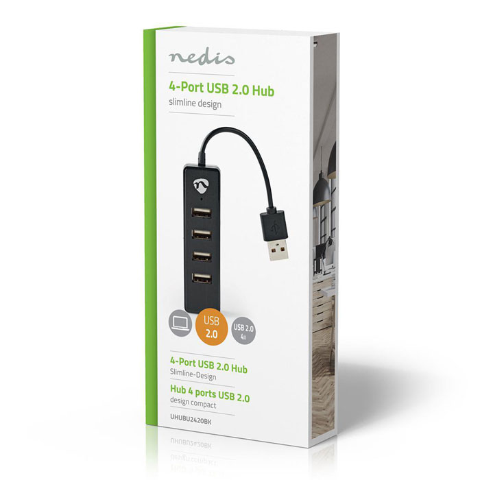 NEDIS UHUBU2420BK USB Hub 4-Port USB 2.0 Black | eLabstore.gr NEDIS UHUBU2420BK USB Hub 4-Port USB 2.0 Black | ΠΕΡΙΦΕΡΕΙΑΚΑ Η/Υ & LAPTOP | elabstore.gr