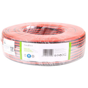 NEDIS CAGW1500BK1000 Speaker Cable 2x 1.50 mm2 100 m Wrap Black/Red | ΚΑΛΩΔΙΑ / ADAPTORS | elabstore.gr
