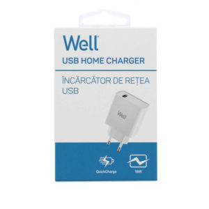 Universal USB Fas Travel Wall Charger QC 3.0 18W 3000mA Λευκό Well PSUP-USB-WQ11801WE-WL | eLabstore.gr Universal USB Fas Travel Wall Charger QC 3.0 18W 3000mA Λευκό Well PSUP-USB-WQ11801WE-WL | Περιφερειακά | elabstore.gr
