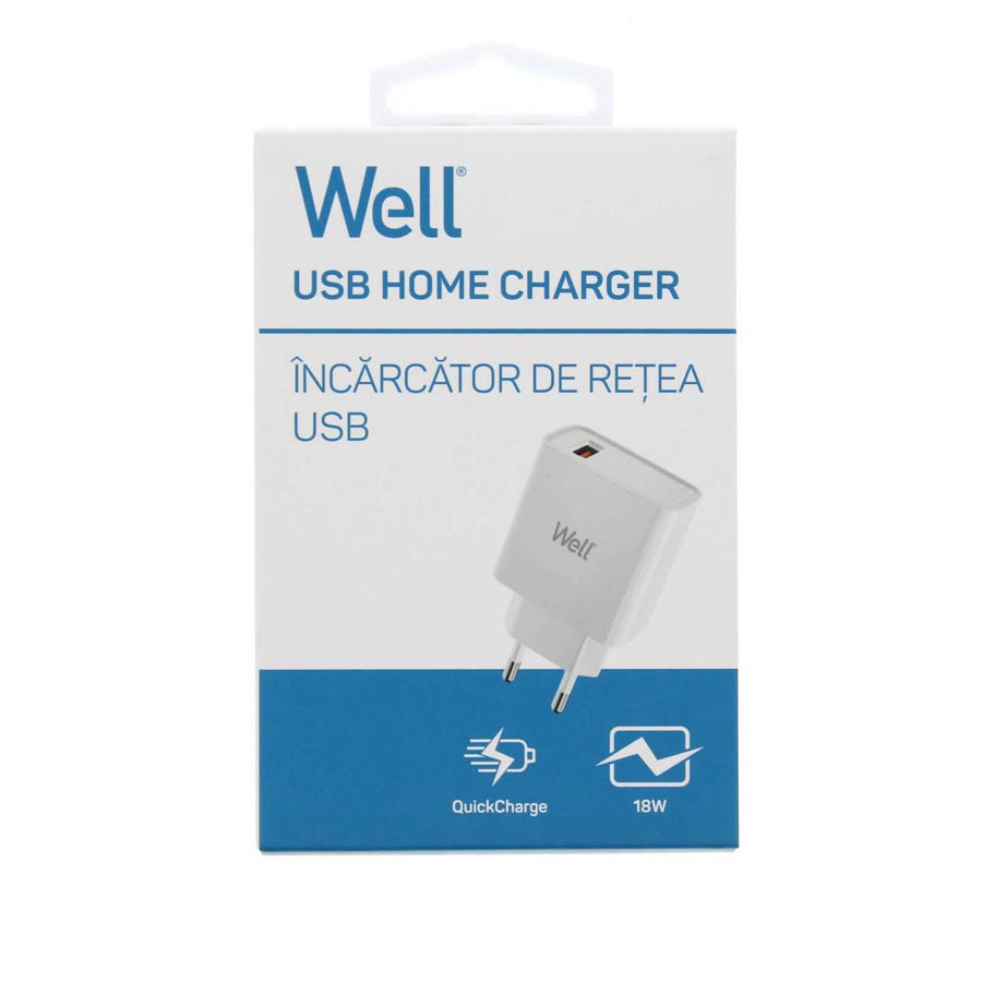 Universal USB Fas Travel Wall Charger QC 3.0 18W 3000mA Λευκό Well PSUP-USB-WQ11801WE-WL | eLabstore.gr Universal USB Fas Travel Wall Charger QC 3.0 18W 3000mA Λευκό Well PSUP-USB-WQ11801WE-WL | Περιφερειακά | elabstore.gr