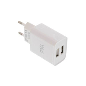 Universal 2xUSB FastTravel Wall Charger 5VDC/2.4A (12W) Λευκό Well PSUP-USB-W22401WE-WL | Περιφερειακά | elabstore.gr