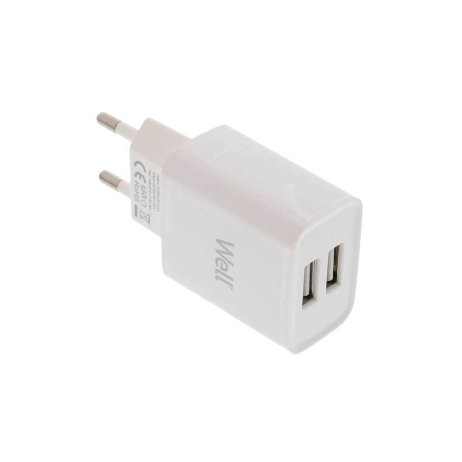 Universal 2xUSB FastTravel Wall Charger 5VDC/2.4A (12W) Λευκό Well PSUP-USB-W22401WE-WL | eLabstore.gr Universal 2xUSB FastTravel Wall Charger 5VDC/2.4A (12W) Λευκό Well PSUP-USB-W22401WE-WL | Περιφερειακά | elabstore.gr