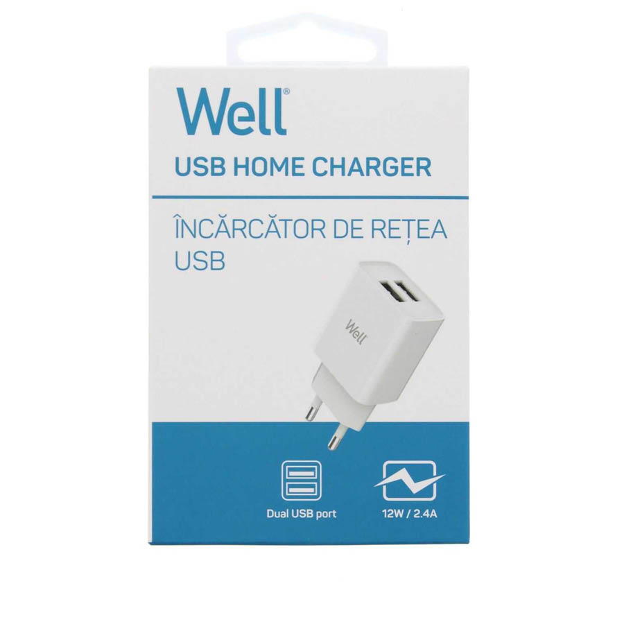 Universal 2xUSB FastTravel Wall Charger 5VDC/2.4A (12W) Λευκό Well PSUP-USB-W22401WE-WL | eLabstore.gr Universal 2xUSB FastTravel Wall Charger 5VDC/2.4A (12W) Λευκό Well PSUP-USB-W22401WE-WL | Περιφερειακά | elabstore.gr
