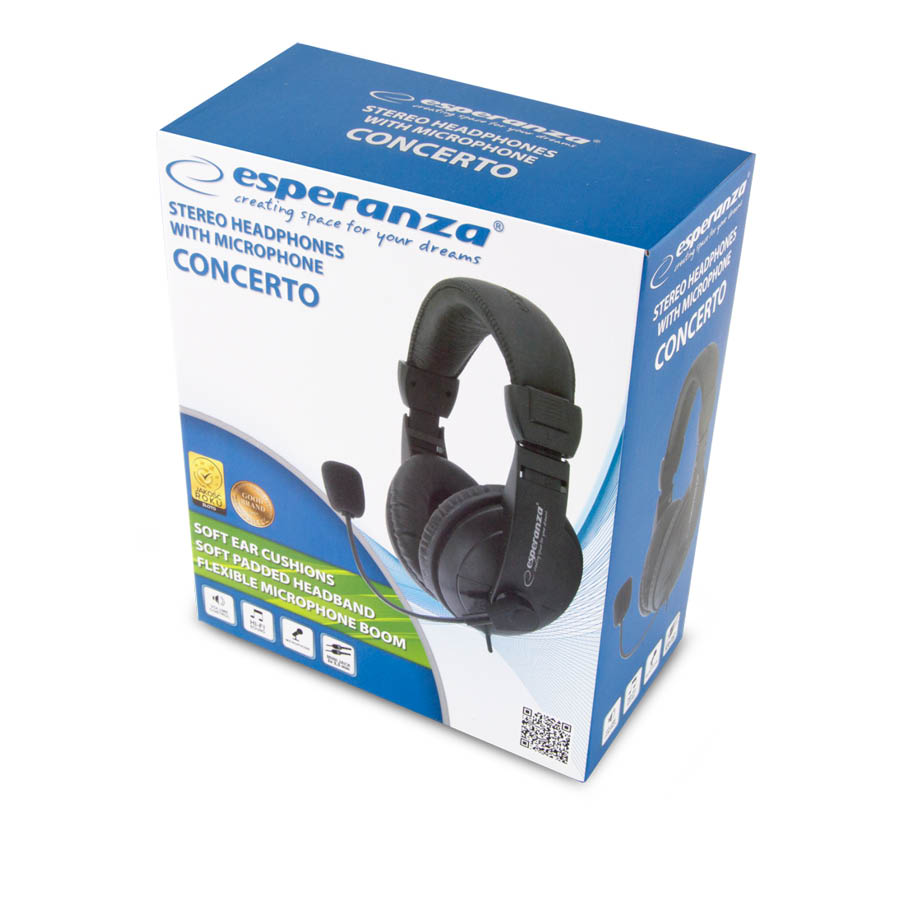 CONCERTO Ακουστικό με μικρόφωνο μαύρο EH103 | eLabstore.gr CONCERTO Ακουστικό με μικρόφωνο μαύρο EH103 | Περιφερειακά | elabstore.gr