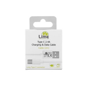 Καλώδιο Type C Long σε USB 2.4A Φόρτισης - Data 1m Λευκό LUC01 Lime | Περιφερειακά | elabstore.gr