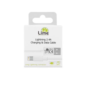 Καλώδιο Lightning Long USB 2.4A Φόρτισης - Data 1m Λευκό LULO1 Lime | Περιφερειακά | elabstore.gr