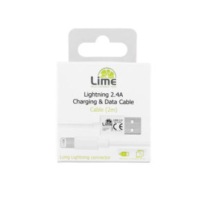 Καλώδιο Lightning Long USB 2.4A Φόρτισης - Data 2m Λευκό LULO2 Lime | Περιφερειακά | elabstore.gr
