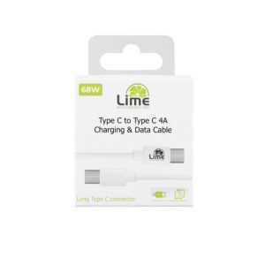 Καλώδιο Type C Long σε USB-C Type C Long 4.0A Φόρτισης - Data 1m Λευκό LCC01 Lime | Περιφερειακά | elabstore.gr