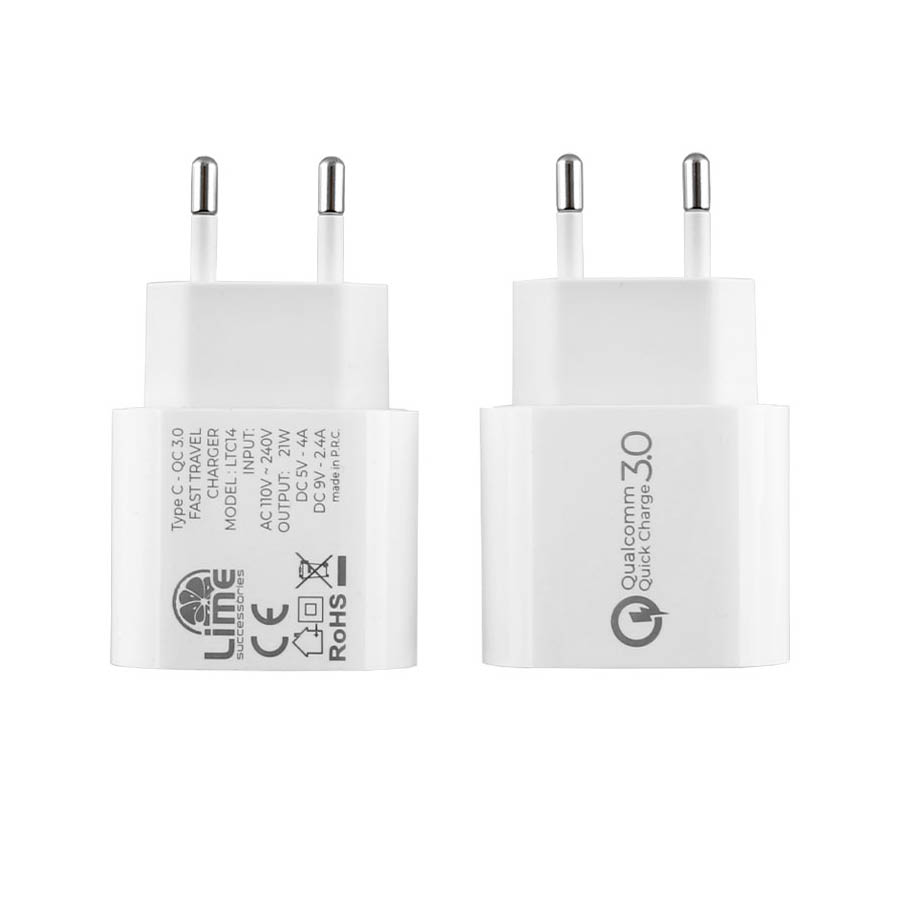 Universal Type C 3.0 Fast Travel Wall Charger QC 3.0 21W 5V 4.0A /9V 2.4A Λευκό Lime LTC14 | eLabstore.gr Universal Type C 3.0 Fast Travel Wall Charger QC 3.0 21W 5V 4.0A /9V 2.4A Λευκό Lime LTC14 | Περιφερειακά | elabstore.gr