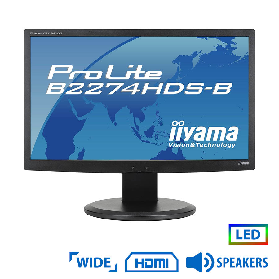 Used Monitor B2274 LED/Iiyama/22"/1920x1080/Black/w/Speakers/VGA&DVI-D&HDMI | eLabstore.gr Used Monitor B2274 LED/Iiyama/22"/1920x1080/Black/w/Speakers/VGA&DVI-D&HDMI | Refurbished | elabstore.gr