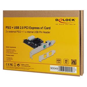 DELOCK κάρτα επέκτασης PCIe σε 2x PS/2 90049 low profile, USB pin header | PC & Αναβάθμιση | elabstore.gr