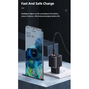 USAMS φορτιστής τοίχου T42, USB Τype-C, Super Si, PD QC 3.0, 25W, μαύρος | Αξεσουάρ κινητών | elabstore.gr