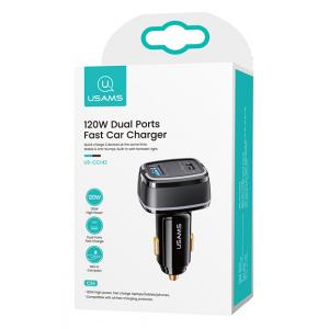 USAMS φορτιστής αυτοκινήτου US-CC142, USB & Type-C, 120W, μαύρος | Αξεσουάρ κινητών | elabstore.gr