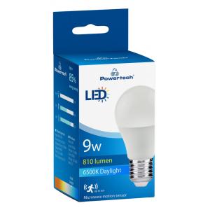 POWERTECH LED λάμπα A60 E27-016, με αισθητήρα κίνησης, 9W, 6500K, E27 | eLabstore.gr POWERTECH LED λάμπα A60 E27-016, με αισθητήρα κίνησης, 9W, 6500K, E27 | Φωτισμός | elabstore.gr