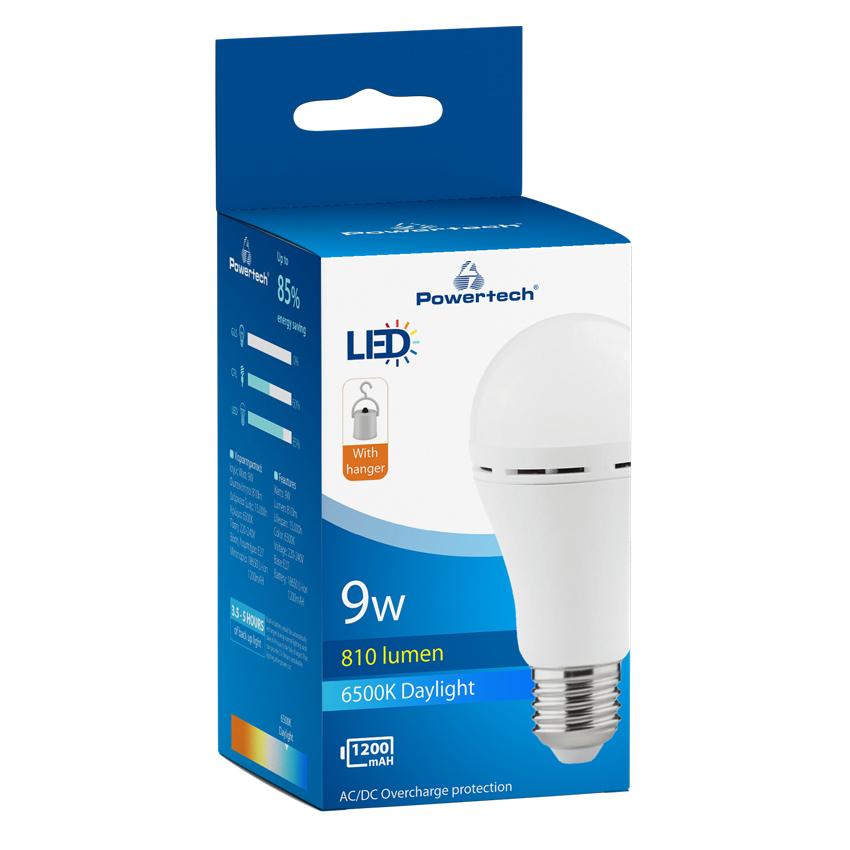 POWERTECH LED λάμπα με επαναφορτιζόμενη μπαταρία E27-017, 9W, 6500K, E27 | eLabstore.gr POWERTECH LED λάμπα με επαναφορτιζόμενη μπαταρία E27-017, 9W, 6500K, E27 | Φωτισμός | elabstore.gr