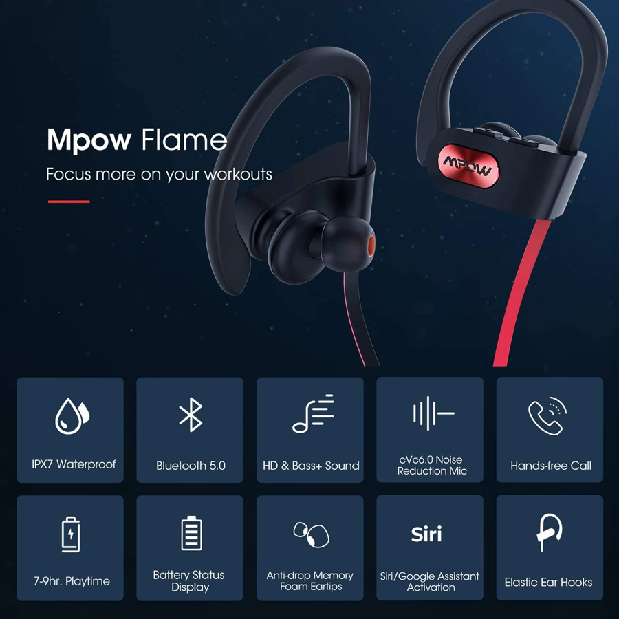 MPOW bluetooth earphones Flame 088F, IPX7, μαύρο-κόκκινο | eLabstore.gr MPOW bluetooth earphones Flame 088F, IPX7, μαύρο-κόκκινο | Αξεσουάρ κινητών | elabstore.gr