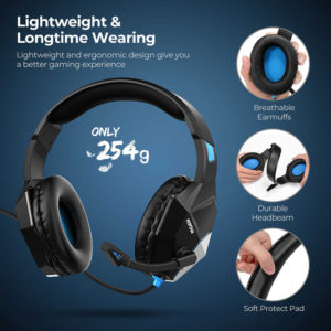 MPOW gaming headset EG10 BH414A LED, multiplatform, 3.5mm, μαύρο-κόκκινο | Συνοδευτικά PC | elabstore.gr