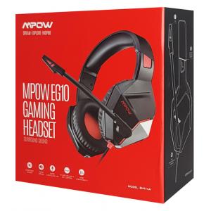 MPOW gaming headset EG10 BH414A LED, multiplatform, 3.5mm, μαύρο-κόκκινο | Συνοδευτικά PC | elabstore.gr