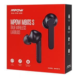 MPOW earphones με θήκη φόρτισης Mbits S BH481A, True Wireless, μαύρα | Αξεσουάρ κινητών | elabstore.gr