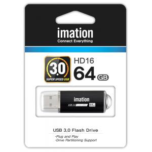 IMATION USB Flash Drive HD16 RT03160064, 64GB, USB 3.0, μαύρο | Συνοδευτικά PC | elabstore.gr