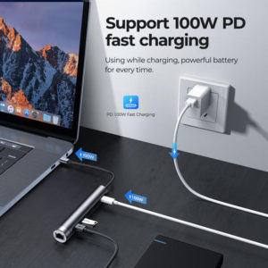 JOYROOM docking station S-H111, 2x USB, HDMI, Type-C, RJ45, TF/SD, γκρι | Συνοδευτικά PC | elabstore.gr