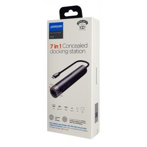 JOYROOM docking station S-H111, 2x USB, HDMI, Type-C, RJ45, TF/SD, γκρι | Συνοδευτικά PC | elabstore.gr