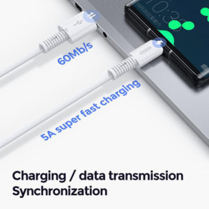 JOYROOM καλώδιο USB σε USB Type-C Thread Series S-M406, 5A, 1m, λευκό | Αξεσουάρ κινητών | elabstore.gr