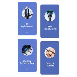 USAMS καλώδιο USB σε Micro/Type-C/Lightning US-SJ510, 6A, 1.2m, μαύρο | Αξεσουάρ κινητών | elabstore.gr