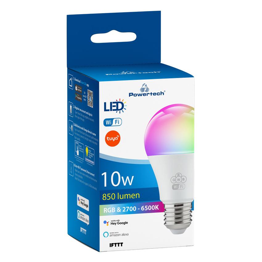 POWERTECH Smart λάμπα LED E27-013, Wi-Fi, 10W, E27, RGB 2700-6500K | eLabstore.gr POWERTECH Smart λάμπα LED E27-013, Wi-Fi, 10W, E27, RGB 2700-6500K | Φωτισμός | elabstore.gr