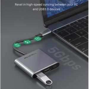 CABLETIME αντάπτορας USB-C σε HDMI + USB3.0 + USB-C PD C160, 0.15m, γκρι | Συνοδευτικά PC | elabstore.gr
