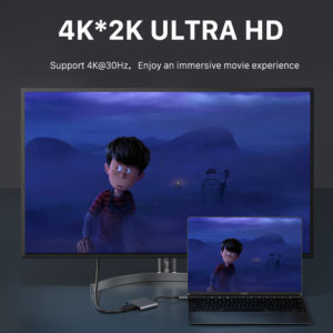 CABLETIME αντάπτορας USB-C σε HDMI + USB3.0 + USB-C PD C160, 0.15m, γκρι | Συνοδευτικά PC | elabstore.gr