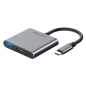CABLETIME αντάπτορας USB-C σε HDMI + USB3.0 + USB-C PD C160, 0.15m, γκρι | Συνοδευτικά PC | elabstore.gr